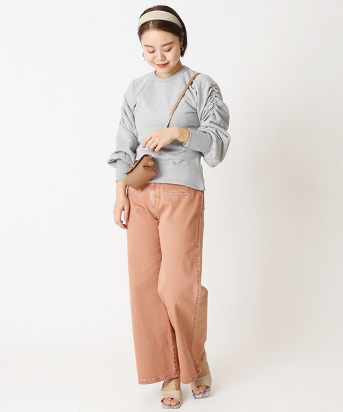 U by SPICK&SPAN(ユーバイスピックアンドスパン)の「ショルダーギャザースウェット◆(Tシャツ/カットソー・レディース・チャコールグレー/ベージュ・FREE)」の3枚目の写真