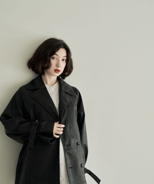 eL（エル）の「【eL】Vegan Leather Trench Blouson/162831（トレンチコート・レディース・ブラック/ブラウン・FREE）」の3枚目の写真