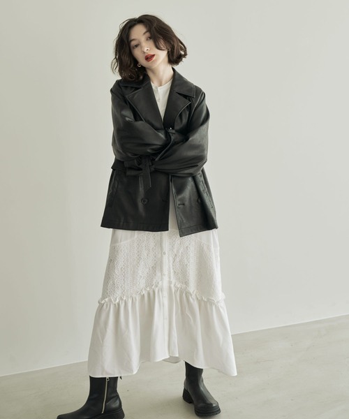 eL（エル）の「【eL】Vegan Leather Trench Blouson/162831（トレンチコート・レディース・ブラック/ブラウン・FREE）」の14枚目の写真