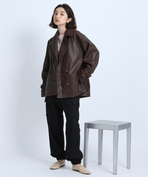 eL（エル）の「【eL】Vegan Leather Trench Blouson/162831（トレンチコート・レディース・ブラック/ブラウン・FREE）」の20枚目の写真