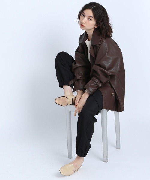 eL（エル）の「【eL】Vegan Leather Trench Blouson/162831（トレンチコート・レディース・ブラック/ブラウン・FREE）」の7枚目の写真