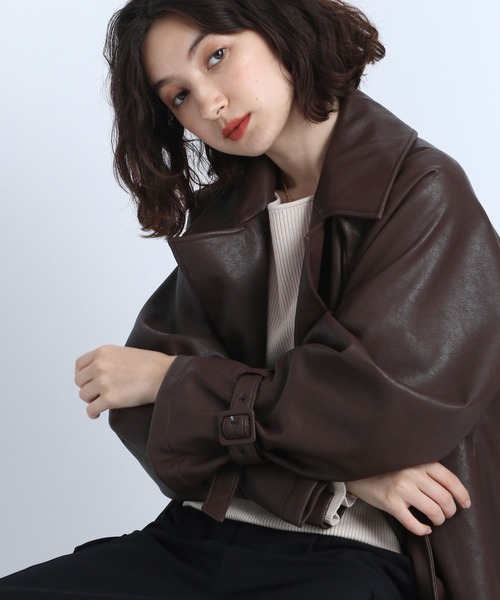eL（エル）の「【eL】Vegan Leather Trench Blouson/162831（トレンチコート・レディース・ブラック/ブラウン・FREE）」の11枚目の写真