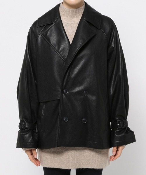 eL（エル）の「【eL】Vegan Leather Trench Blouson/162831（トレンチコート・レディース・ブラック/ブラウン・FREE）」の8枚目の写真