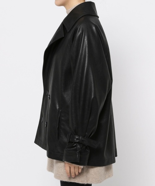 eL（エル）の「【eL】Vegan Leather Trench Blouson/162831（トレンチコート・レディース・ブラック/ブラウン・FREE）」の5枚目の写真