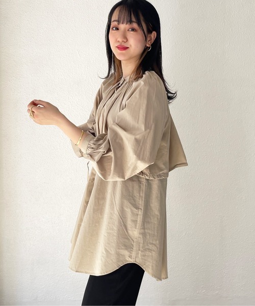 Shelly island（シェリーアイランド）の「レイヤードドロストデザインシャツ（シャツ/ブラウス・レディース・ホワイト/ベージュ・M）」の7枚目の写真