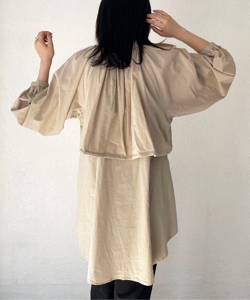 Shelly island（シェリーアイランド）の「レイヤードドロストデザインシャツ（シャツ/ブラウス・レディース・ホワイト/ベージュ・M）」の8枚目の写真