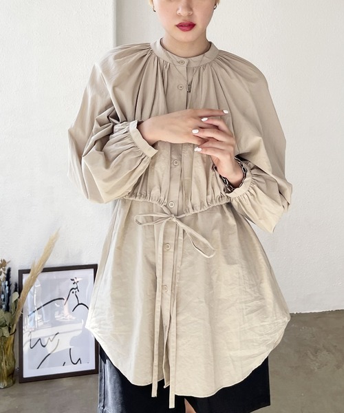 Shelly island（シェリーアイランド）の「レイヤードドロストデザインシャツ（シャツ/ブラウス・レディース・ホワイト/ベージュ・M）」の11枚目の写真