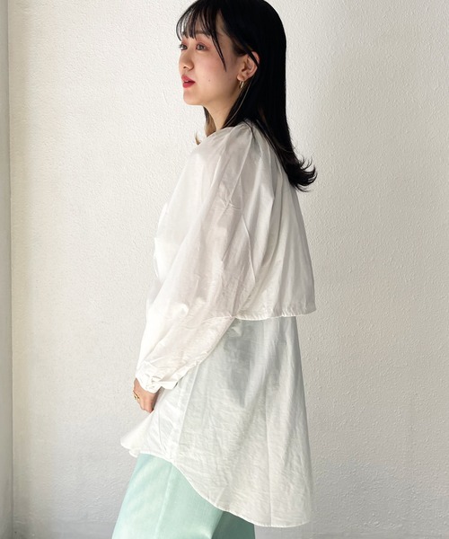 Shelly island（シェリーアイランド）の「レイヤードドロストデザインシャツ（シャツ/ブラウス・レディース・ホワイト/ベージュ・M）」の15枚目の写真