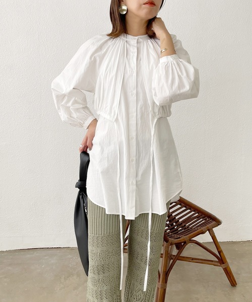 Shelly island（シェリーアイランド）の「レイヤードドロストデザインシャツ（シャツ/ブラウス・レディース・ホワイト/ベージュ・M）」の22枚目の写真