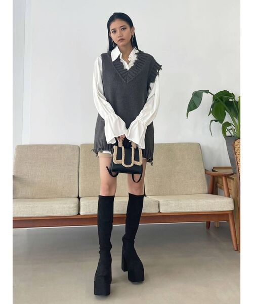 EMODA(エモダ)の「ラップミニスカート(スカート・レディース・ブラック/ベージュ/ミント・MEDIUM/SMALL)」の6枚目の写真