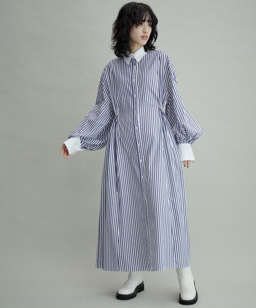 ADAM ET ROPE'(アダムエロペ)の「【WEB限定(一部店舗展開あり)】アジャストシャツワンピース(シャツワンピース・レディース・ブラック/ブラウン系その他2/ブルー系その他4・FREE)」の7枚目の写真