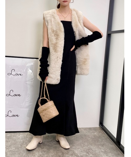 INGNI（イング）の「エコファーベスト（ベスト・レディース・ブラウン/ブラック/アイボリー・M）」の6枚目の写真