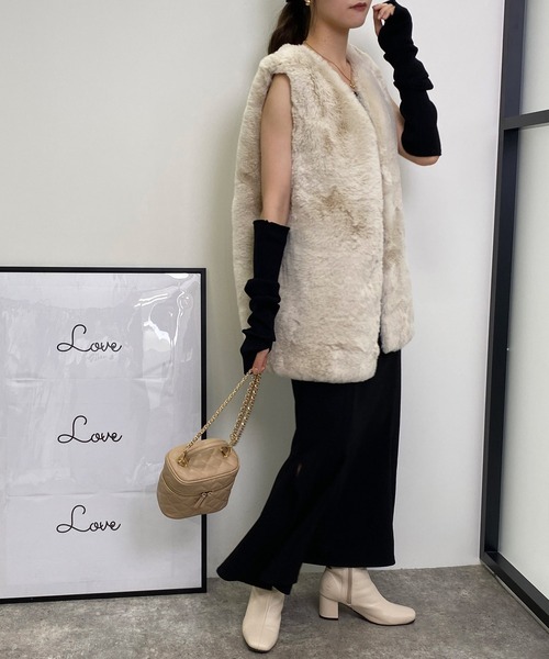 INGNI（イング）の「エコファーベスト（ベスト・レディース・ブラウン/ブラック/アイボリー・M）」の7枚目の写真