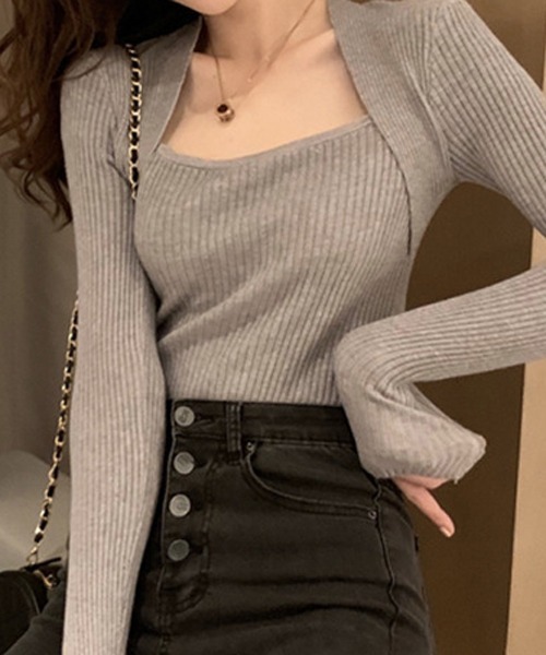 Nia（ニア）の「Nia(ニア)/タイトニットトップス（ニット/セーター・レディース・ホワイト/ブラック/ブラウン/グレー/ブルー/アイボリー/ワイン・FREE）」の4枚目の写真