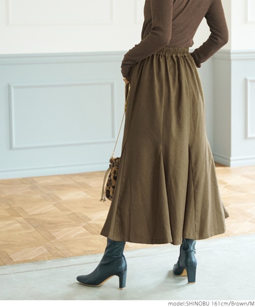 coca(coca)(コカ)の「セミフレア切り替えたっぷりスカート(スカート・レディース・ブラウン/ブラック・M/L)」の5枚目の写真