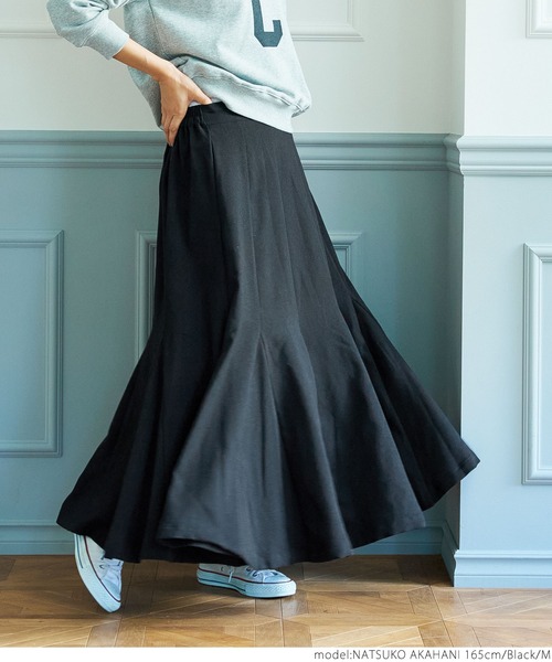 coca(coca)(コカ)の「セミフレア切り替えたっぷりスカート(スカート・レディース・ブラウン/ブラック・M/L)」の12枚目の写真