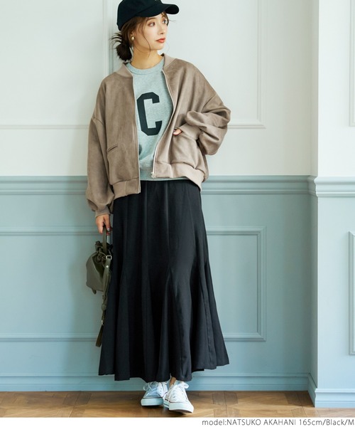 coca(coca)(コカ)の「セミフレア切り替えたっぷりスカート(スカート・レディース・ブラウン/ブラック・M/L)」の8枚目の写真
