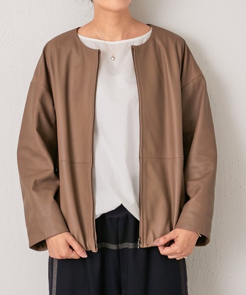 ビアズリー　レザージャケット BEARDSLEY（ビアズリー）の「レザーブルゾン（ノーカラー