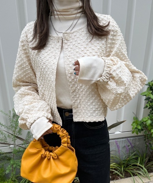 nemne store（ネンネストア）の「ぽこぽこカーディガン（カーディガン/ボレロ・レディース・アイボリー/ブラウン/ブラック・フリー）」の2枚目の写真