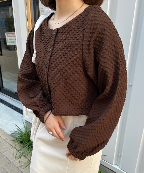 nemne store（ネンネストア）の「ぽこぽこカーディガン（カーディガン/ボレロ・レディース・アイボリー/ブラウン/ブラック・フリー）」の9枚目の写真