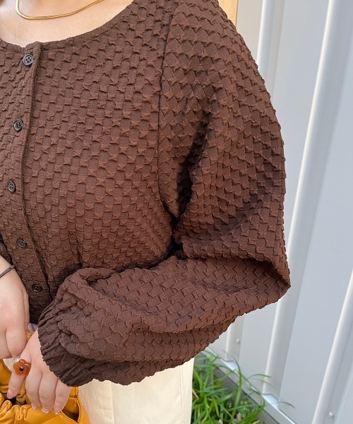 nemne store（ネンネストア）の「ぽこぽこカーディガン（カーディガン/ボレロ・レディース・アイボリー/ブラウン/ブラック・フリー）」の5枚目の写真