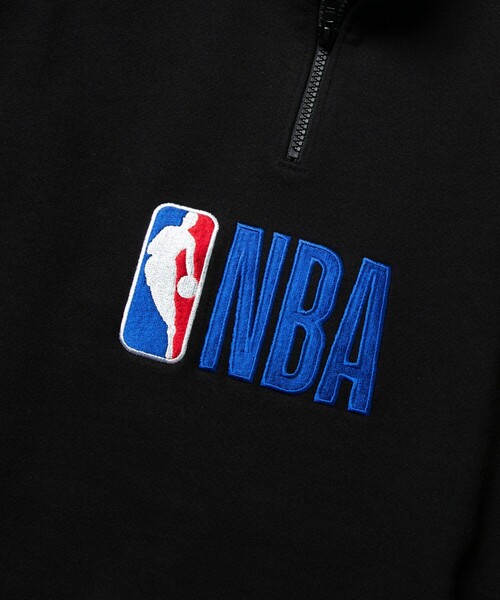 NBA/エヌビーエー 別注 NBA チームロゴ 裏毛 ハーフジップスウェット