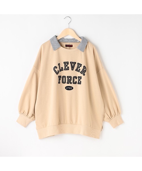LOVETOXIC(ラブトキシック)の「衿2WAY BIGプルオーバー(スウェット・キッズ・ベージュ/ネイビー/オフホワイト/トップグレー・SS/S/M/L)」の3枚目の写真