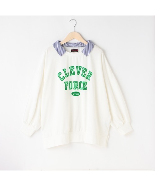LOVETOXIC(ラブトキシック)の「衿2WAY BIGプルオーバー(スウェット・キッズ・ベージュ/ネイビー/オフホワイト/トップグレー・SS/S/M/L)」の2枚目の写真