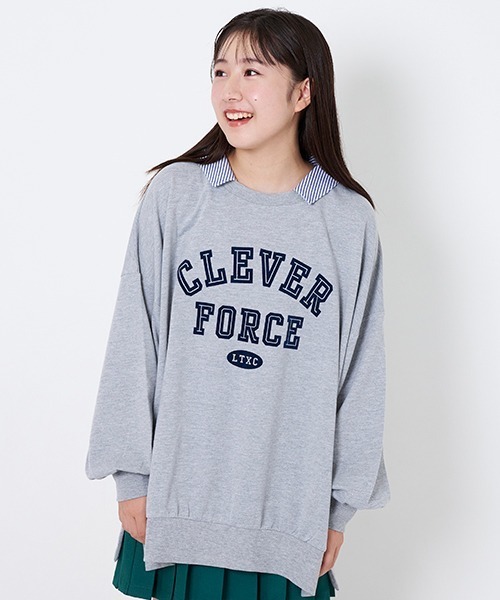 LOVETOXIC(ラブトキシック)の「衿2WAY BIGプルオーバー(スウェット・キッズ・ベージュ/ネイビー/オフホワイト/トップグレー・SS/S/M/L)」の1枚目の写真