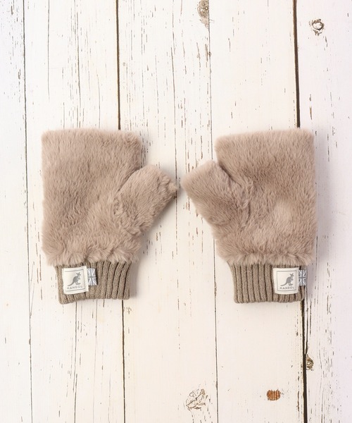 KANGOL（カンゴール）の「KANGOL オープンフィンガーグローブ（手袋・メンズ・ブラック/サックスブルー/アイボリー/グレイッシュベージュ/ミント/ライトベージュ/ピンク/チャコール・FREE）」の6枚目の写真