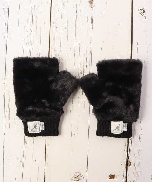 KANGOL（カンゴール）の「KANGOL オープンフィンガーグローブ（手袋・メンズ・ブラック/サックスブルー/アイボリー/グレイッシュベージュ/ミント/ライトベージュ/ピンク/チャコール・FREE）」の3枚目の写真