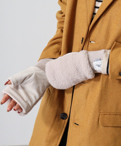 KANGOL（カンゴール）の「KANGOL オープンフィンガーグローブ（手袋・メンズ・ブラック/サックスブルー/アイボリー/グレイッシュベージュ/ミント/ライトベージュ/ピンク/チャコール・FREE）」の18枚目の写真