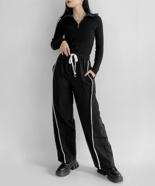 LVEU.（ラブユ.）の「【ZOZOTOWN限定】Side line pants / サイドラインパンツ（その他パンツ・レディース・ブラック・FREE）」の4枚目の写真