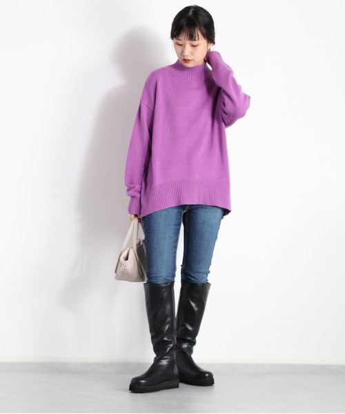 cepo（セポ）の「バックリンキング ハイネックニット（ニット/セーター・レディース・オフホワイト/オレンジ/パープル/ライム/ブラウン・M）」の4枚目の写真