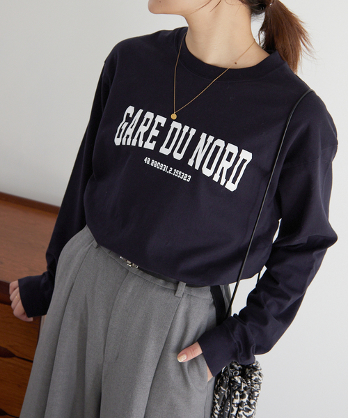 SLOBE IENA（スローブイエナ）の「GARE DU NORDロンTEE（Tシャツ/カットソー・レディース・ベージュ/アイボリー/ネイビー・FREE）」の3枚目の写真