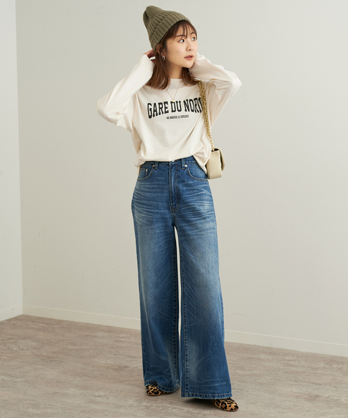 SLOBE IENA（スローブイエナ）の「GARE DU NORDロンTEE（Tシャツ/カットソー・レディース・ベージュ/アイボリー/ネイビー・FREE）」の4枚目の写真