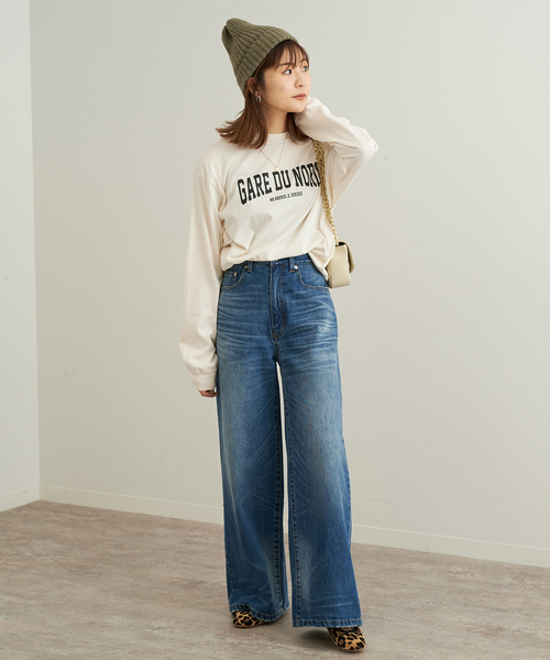 SLOBE IENA（スローブイエナ）の「GARE DU NORDロンTEE（Tシャツ/カットソー・レディース・ベージュ/アイボリー/ネイビー・FREE）」の5枚目の写真