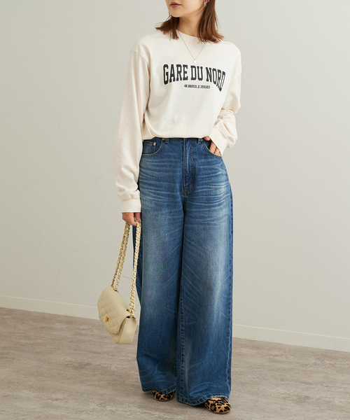 SLOBE IENA（スローブイエナ）の「GARE DU NORDロンTEE（Tシャツ/カットソー・レディース・ベージュ/アイボリー/ネイビー・FREE）」の6枚目の写真