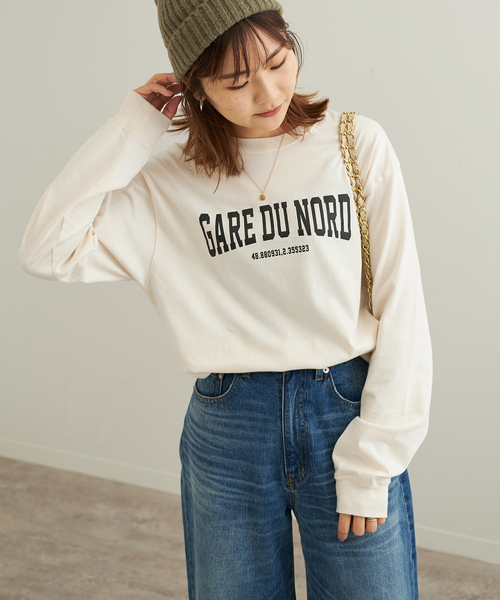 SLOBE IENA（スローブイエナ）の「GARE DU NORDロンTEE（Tシャツ/カットソー・レディース・ベージュ/アイボリー/ネイビー・FREE）」の9枚目の写真