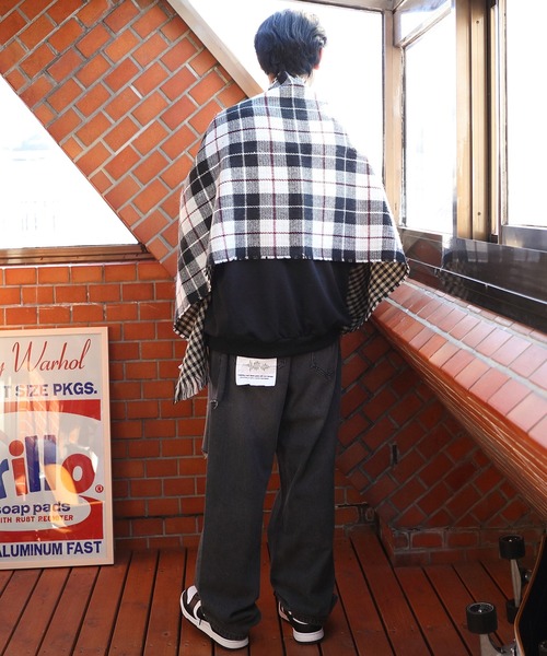 ８(eight)（エイト）の「チェック柄ポンチョ（ポンチョ・メンズ・イエロー/ベージュ/ブラック/ブルー・FREE）」の14枚目の写真