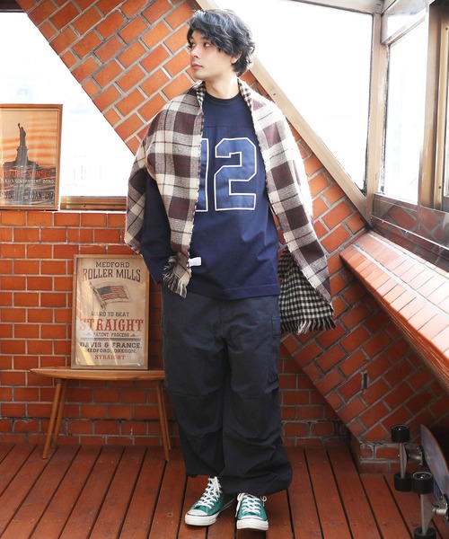 ８(eight)（エイト）の「チェック柄ポンチョ（ポンチョ・メンズ・イエロー/ベージュ/ブラック/ブルー・FREE）」の22枚目の写真