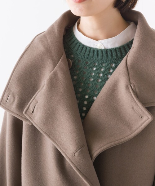 セール】ニットモッサスタンドカラーロングコート（その他アウター