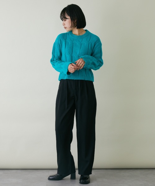mebole(メボレ)の「クロップド丈カラーニット(ニット/セーター・レディース・ホワイト/ブルー/グリーン/ピンク・FREE)」の19枚目の写真