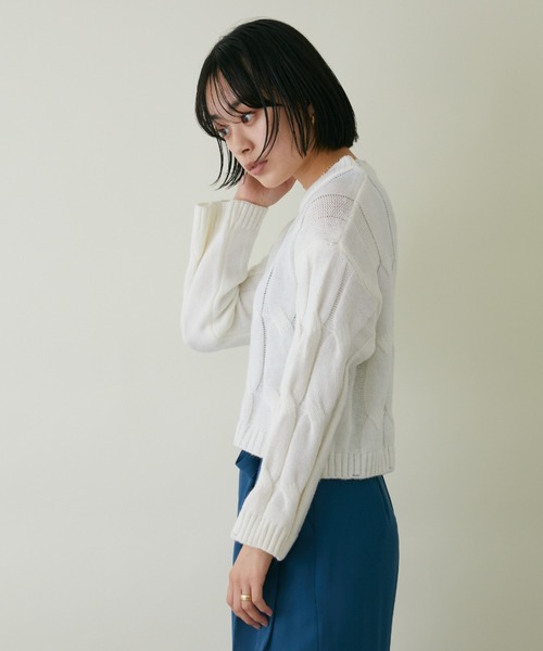 mebole(メボレ)の「クロップド丈カラーニット(ニット/セーター・レディース・ホワイト/ブルー/グリーン/ピンク・FREE)」の17枚目の写真