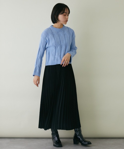 mebole(メボレ)の「クロップド丈カラーニット(ニット/セーター・レディース・ホワイト/ブルー/グリーン/ピンク・FREE)」の20枚目の写真