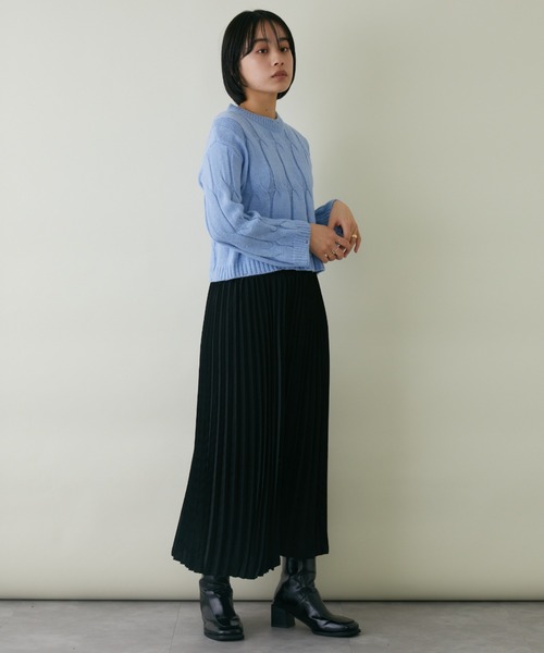 mebole(メボレ)の「クロップド丈カラーニット(ニット/セーター・レディース・ホワイト/ブルー/グリーン/ピンク・FREE)」の13枚目の写真