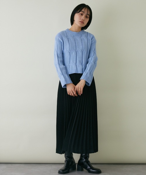 mebole(メボレ)の「クロップド丈カラーニット(ニット/セーター・レディース・ホワイト/ブルー/グリーン/ピンク・FREE)」の8枚目の写真