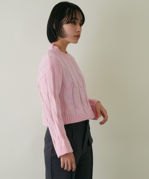 mebole(メボレ)の「クロップド丈カラーニット(ニット/セーター・レディース・ホワイト/ブルー/グリーン/ピンク・FREE)」の21枚目の写真