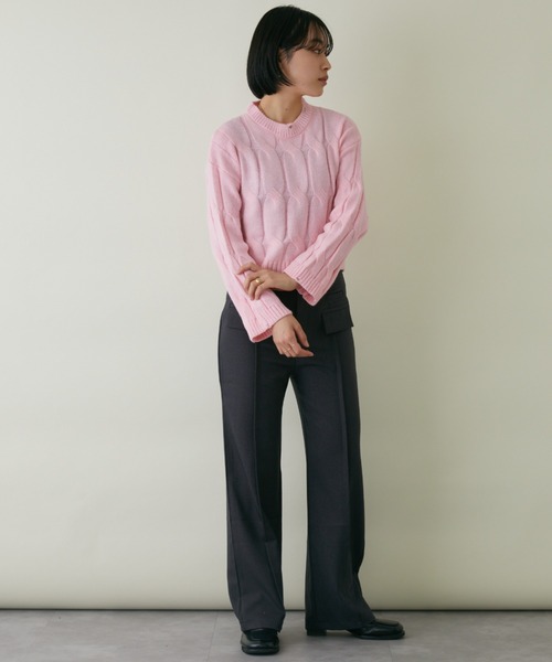 mebole(メボレ)の「クロップド丈カラーニット(ニット/セーター・レディース・ホワイト/ブルー/グリーン/ピンク・FREE)」の16枚目の写真