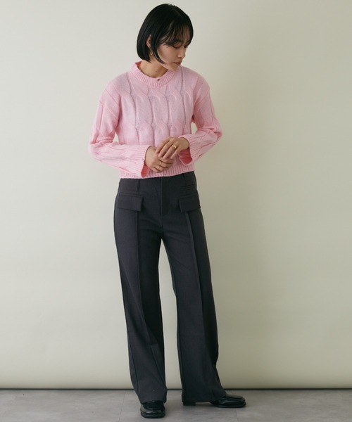 mebole(メボレ)の「クロップド丈カラーニット(ニット/セーター・レディース・ホワイト/ブルー/グリーン/ピンク・FREE)」の15枚目の写真